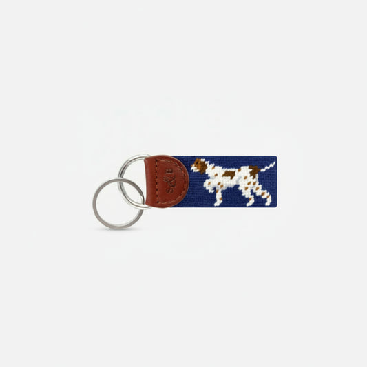Smathers & Branson Pointer Key Fob – Classic Navy | Premium Needlepoint Accessories