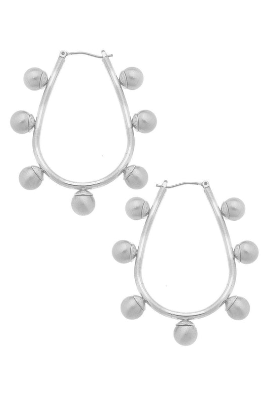 Allison Studded Metal Teardrop Hoop Earrings