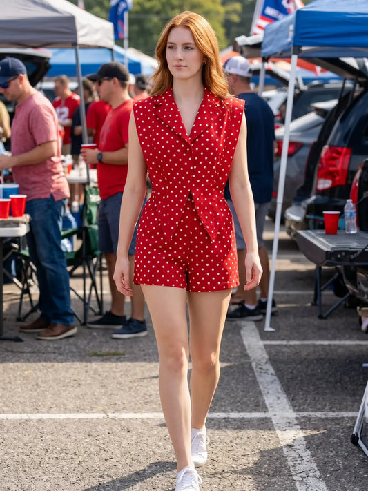 Red Dottie Romper Set