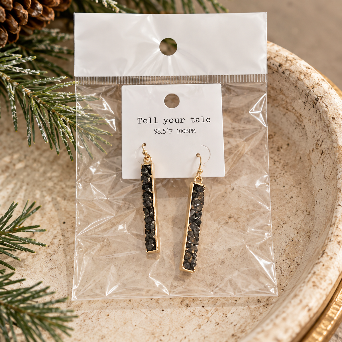 Midnight Spark Druzy Drop Earrings ✨
