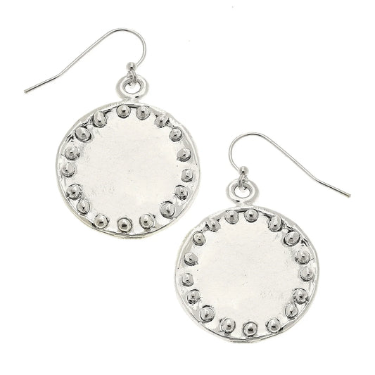 Susan Shaw Handcast Silver Round Dotted Earrings