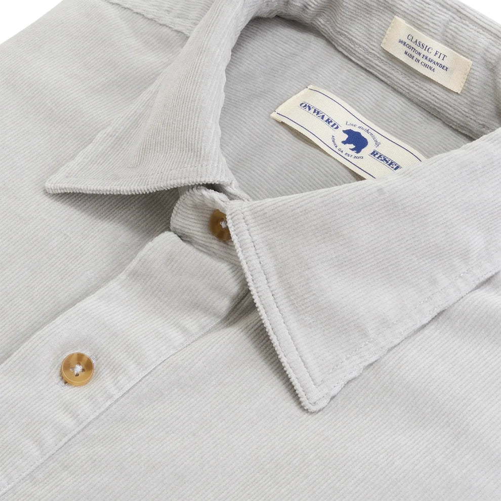 Stretch Cord Half Button Shirt - Harbor Mist