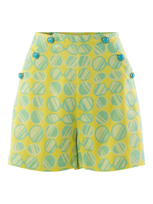 Emily McCarthy Saylor Short - Iris Apfel Spectacle Print