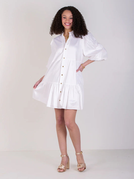 Emily McCarthy Sadie Dress - White Cotton Poplin