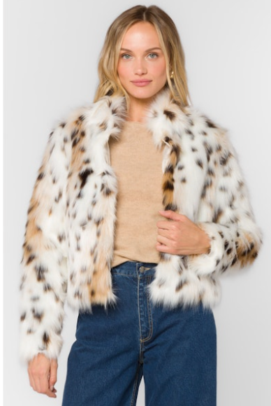 Velvet Heart Faux Fur Jacket - Snow Leopard