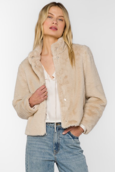 Velvet Heart Charity Faux Fur Jacket - Beige