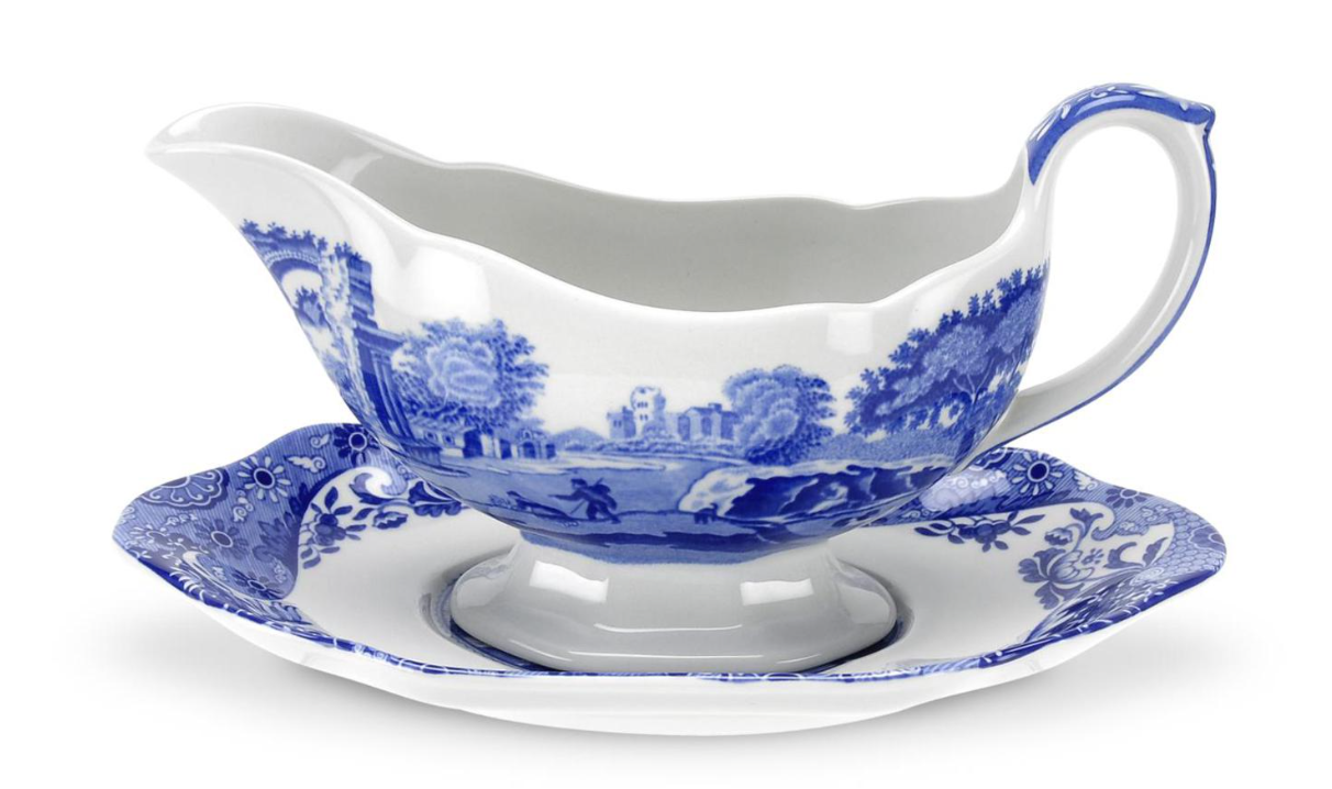 Spode Blue Italian Sauceboat & Stand