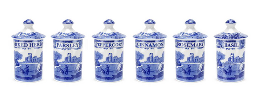 Spode Blue Italian Spice Jars