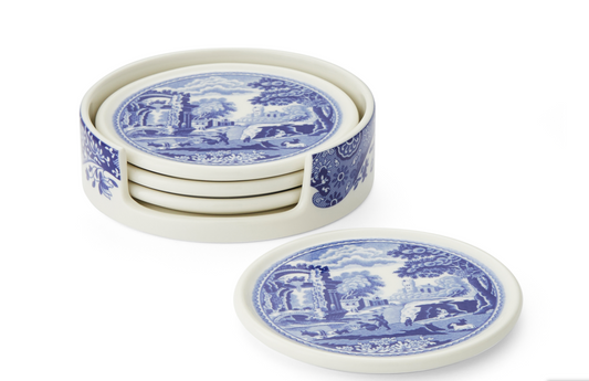 Spode Blue Italian 4 Pc Ceramic Coaster