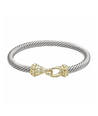 Twisted Two Tone Cable Bangle Bracelet