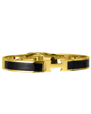 Black Epoxy Hinge Bangle (Stainless Steel)
