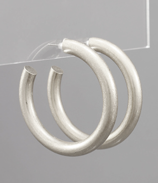 Worn Silver Hoops (50mm)