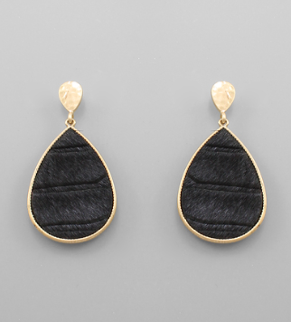 Black Leopard Teardrop Earrings