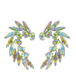 Crystal Marquise Wing Earrings (Emerald)