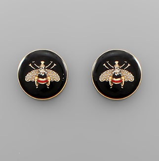 Bee Round Earrings
