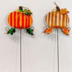 Metal Pumpkin on Pole