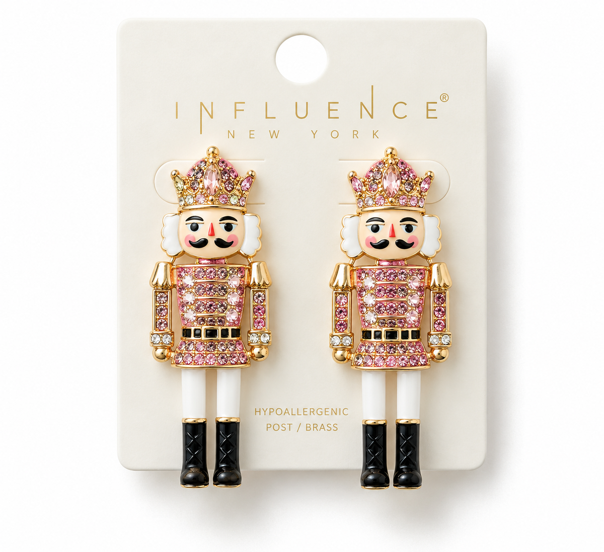 Sugar Plum Sparkle Nutcracker Earrings 🎄🩷