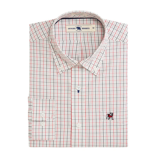 Onward Reserve UGA Standing Bulldog Tattersall Classic fit Qaud woven button down