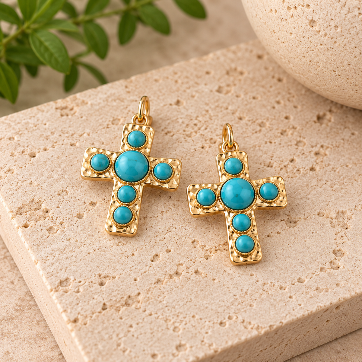 Turquoise Cross Statement Earrings