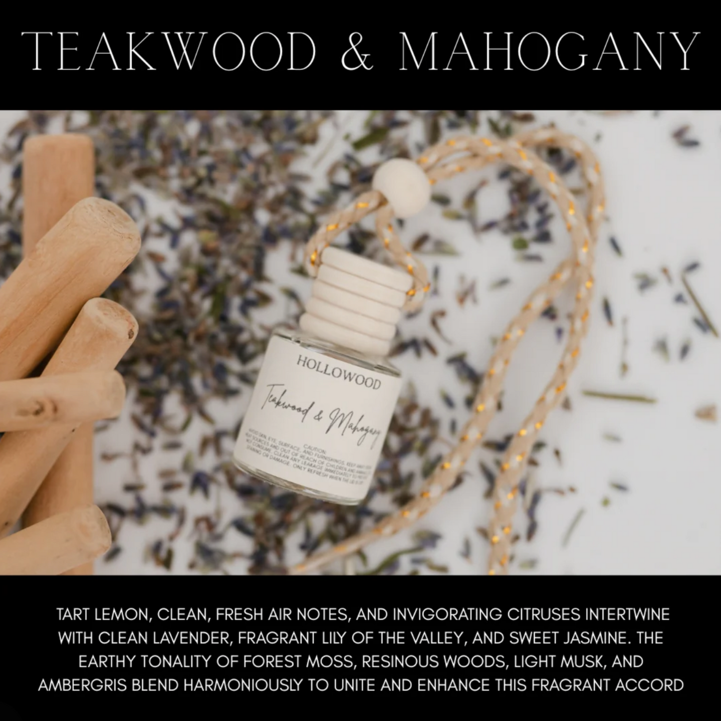 Hollowood Men's Car Diffuser: Teakwood & Mahogany