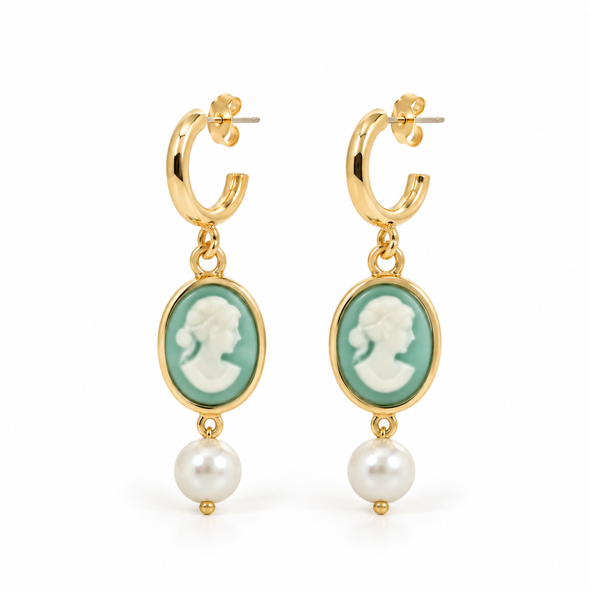 Cameo Pearl dangle earrings