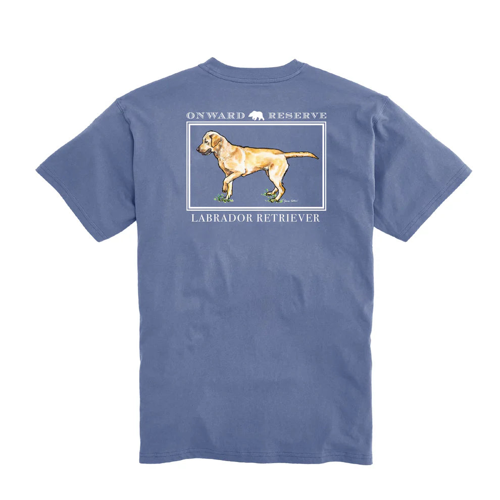 Yellow Lab Tee- Washed Blue