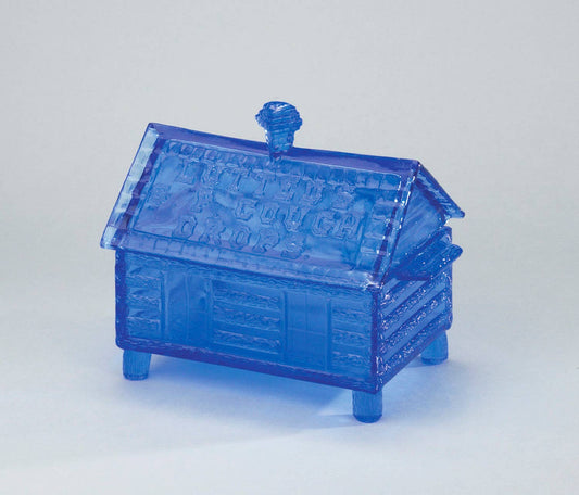 Cobalt Blue Glass Log Cabin Box