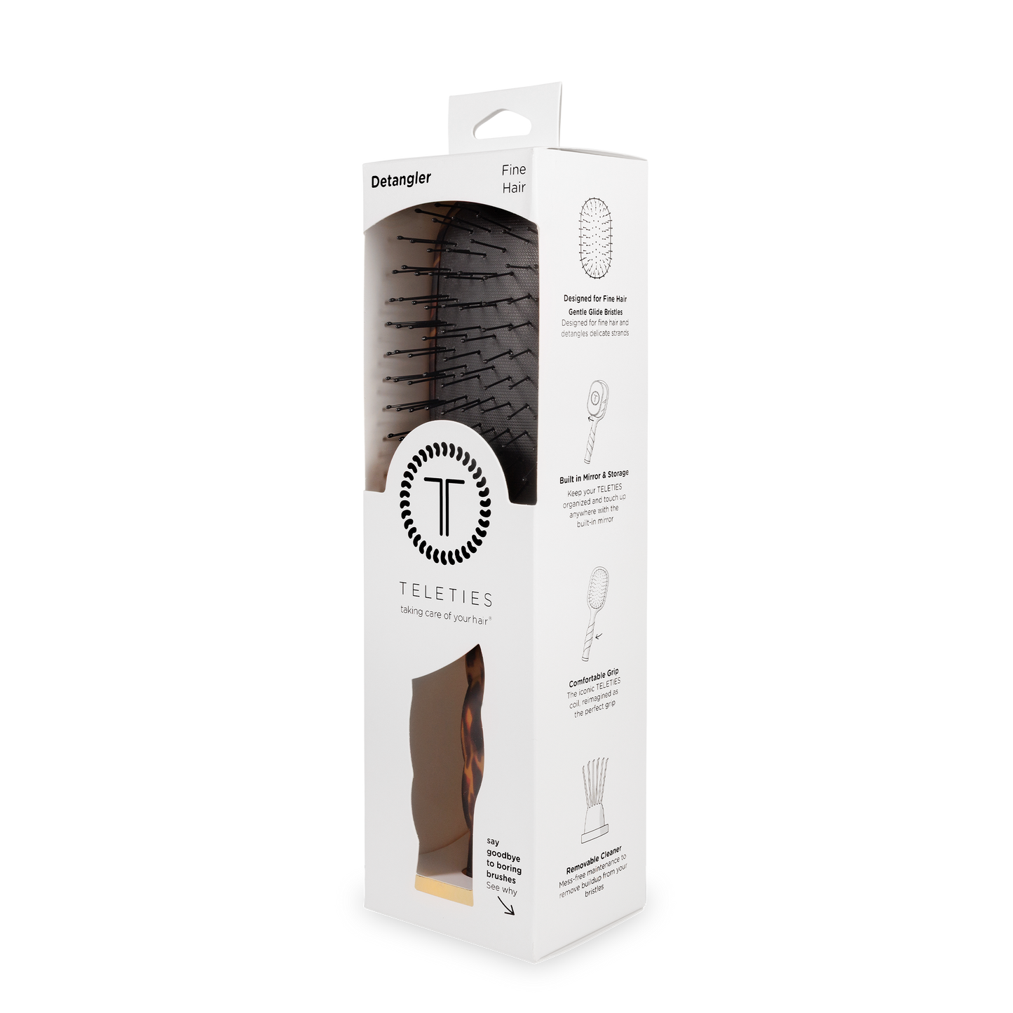 TELETIES® Detangler Hair Brush for Fine Hair – Tortoise