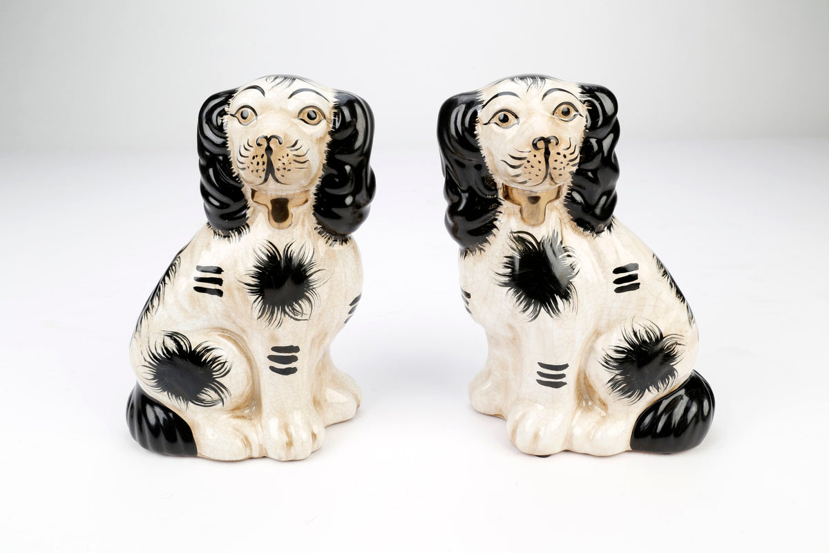 Black & Cream Staffordshire Dog Figurine Set