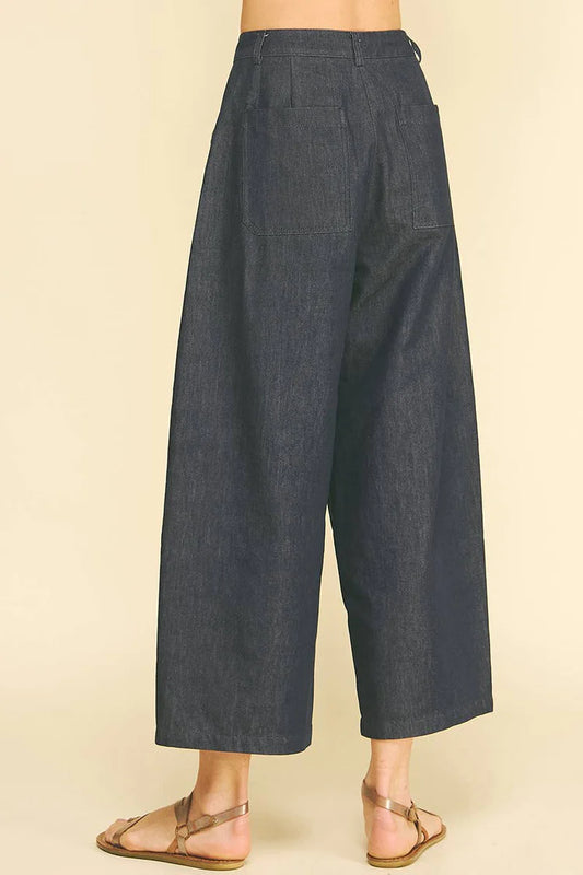 High Waist Barrel Dark Denim Jeans
