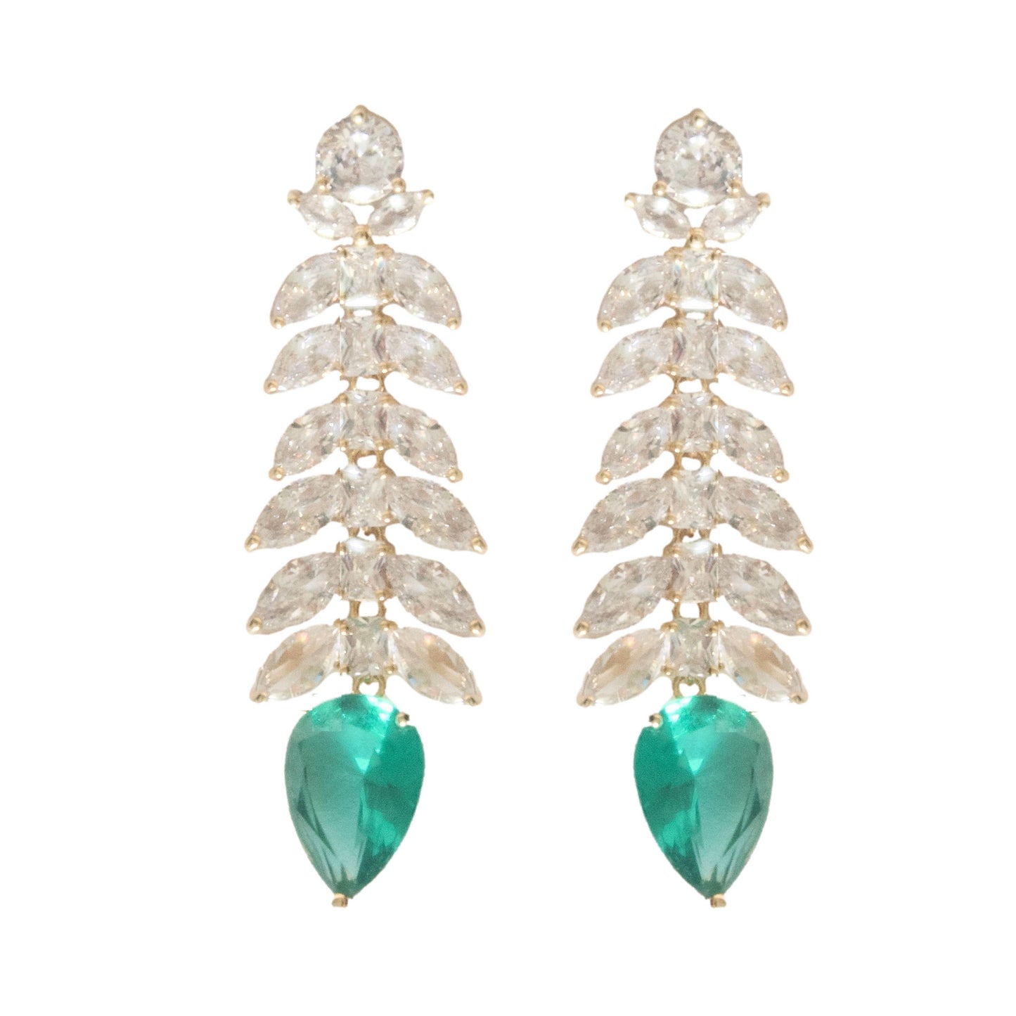 White & Green Gala Sparkle Holiday Statement Earrings