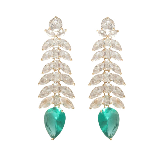 White & Green Gala Sparkle Holiday Statement Earrings