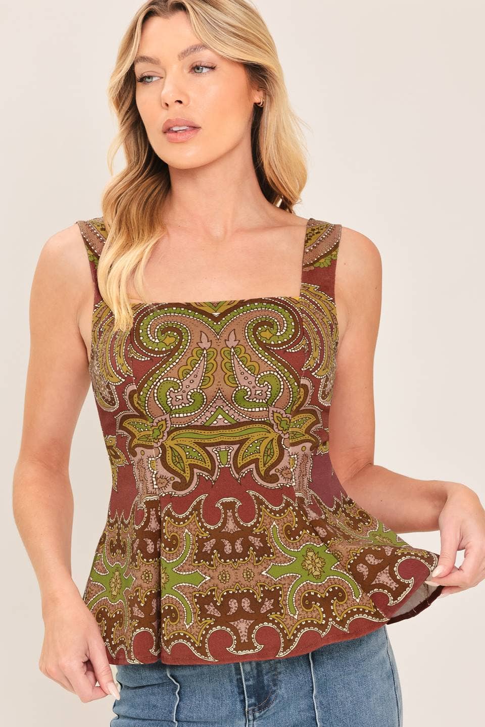 Autumn Paisley Peplum Top