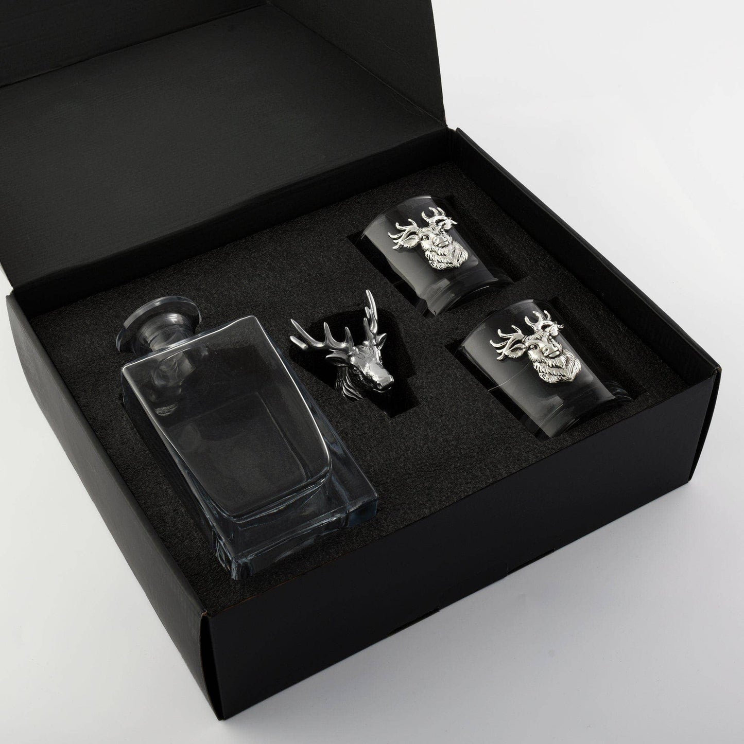 Arthur Court Elk / Deer Bust Decanter Set with Glasses