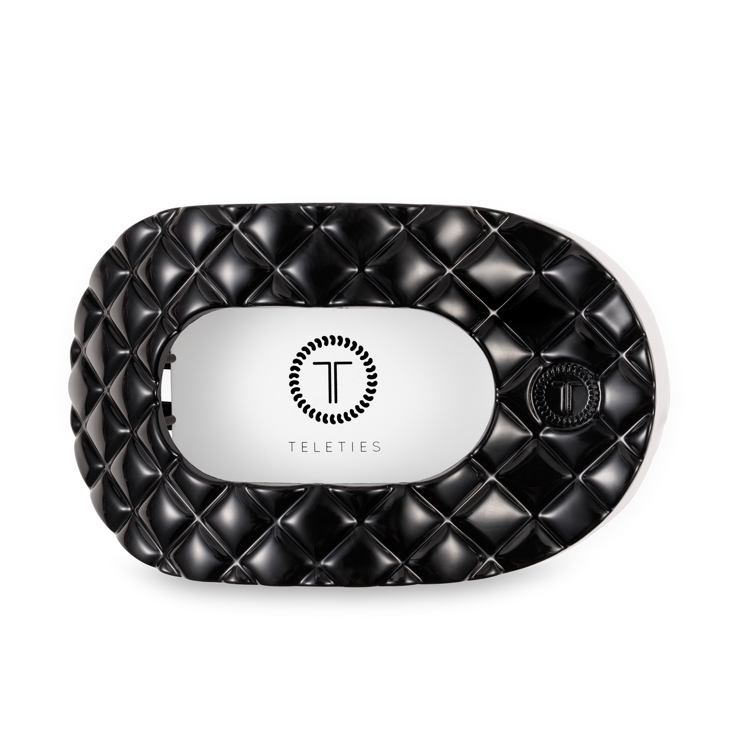 Teleties Flat Round Hair Clip | Large | Jet Black Quilted