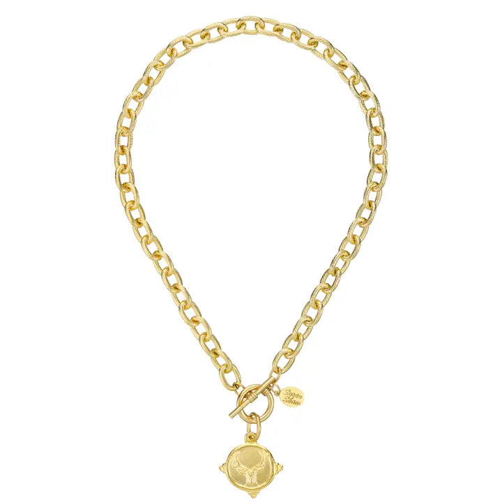 Susan Shaw Golden Stag Pendant Toggle Necklace