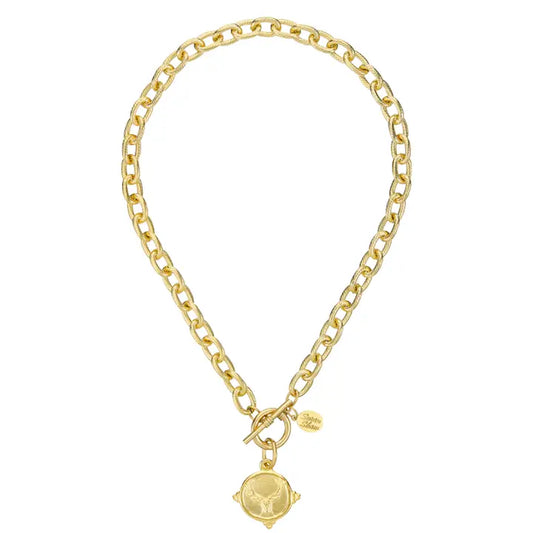 Susan Shaw Golden Stag Pendant Toggle Necklace