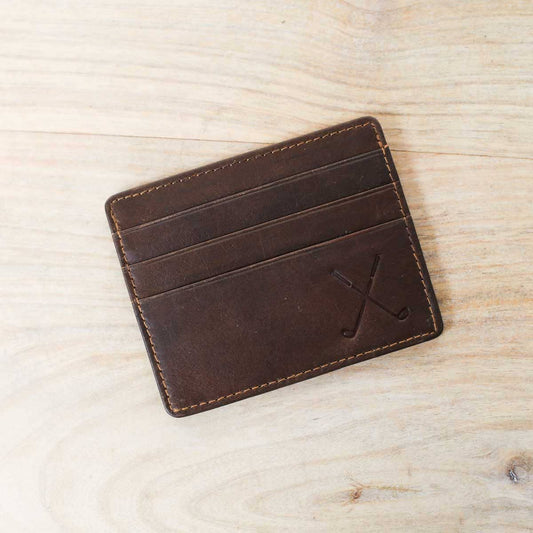 ⛳ Royal Standard Golf Embossed Slim Leather Wallet – Dark Brown (3.5" x 4")