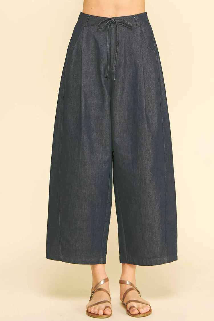 High Waist Barrel Dark Denim Jeans