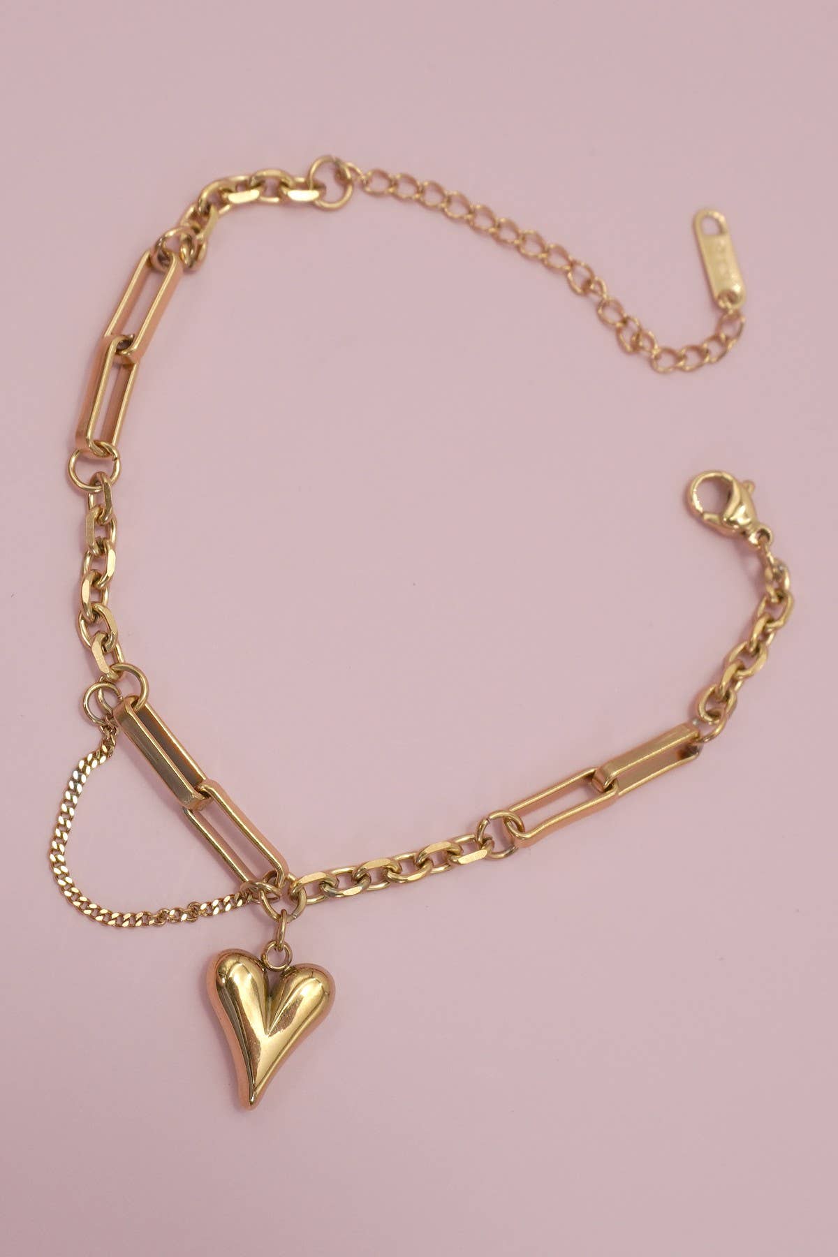 18K STAINLESS STEEL TARNISH FREE HEART BRACELET