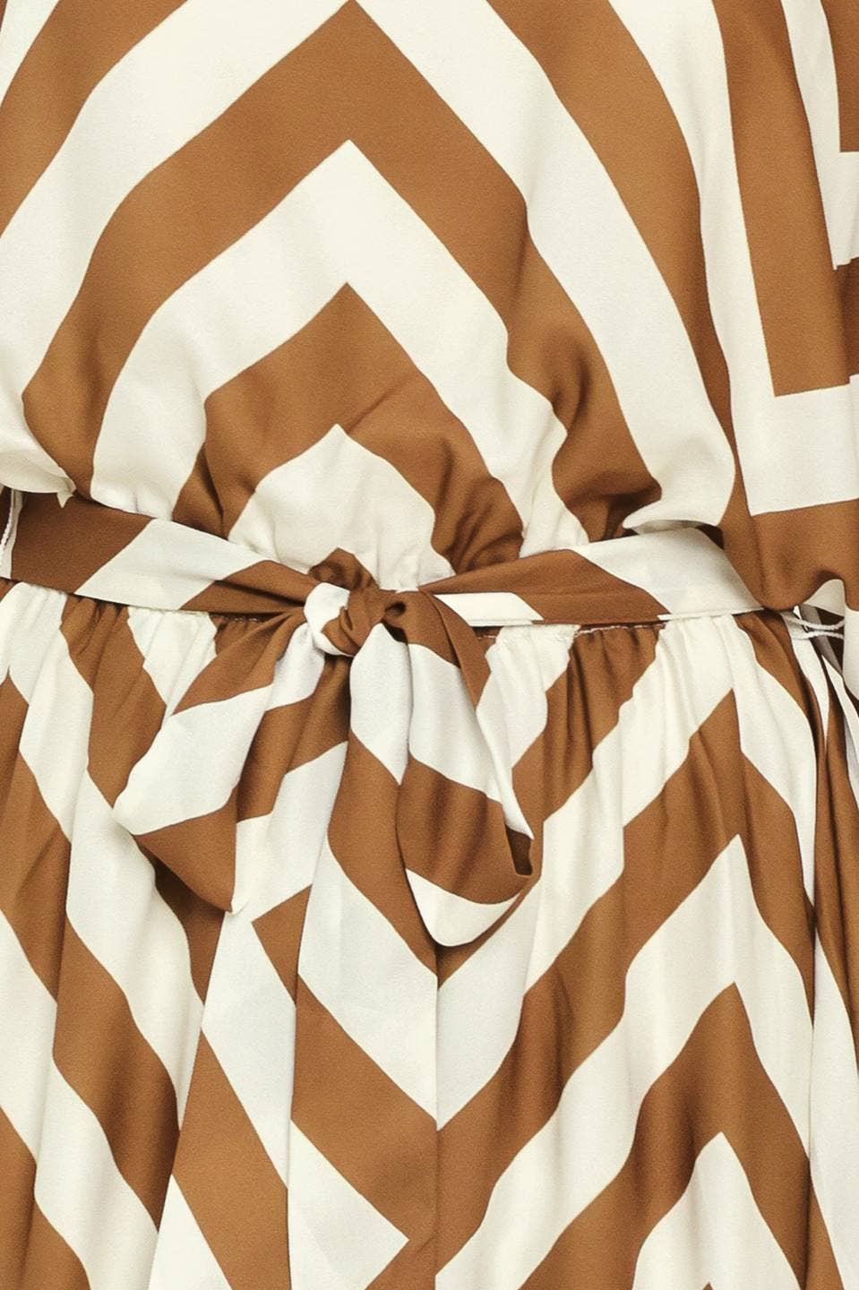 Mocha & Ivory Chevron Tie-Waist Maxi Dress