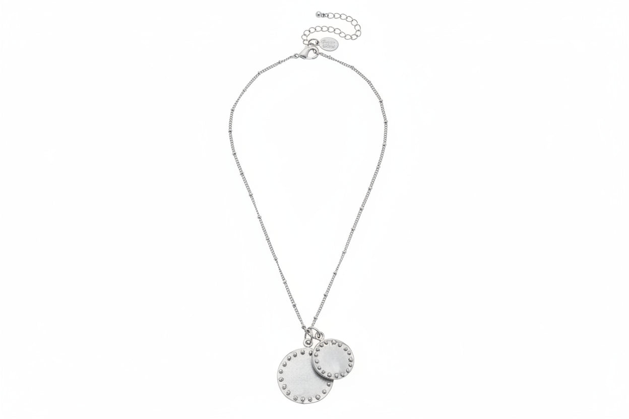 Susan Shaw Hand cast Silver Round Coin pendant Necklace