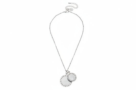 Susan Shaw Hand cast Silver Round Coin pendant Necklace
