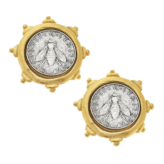 Susan Shaw Florence Bee Coin Studs