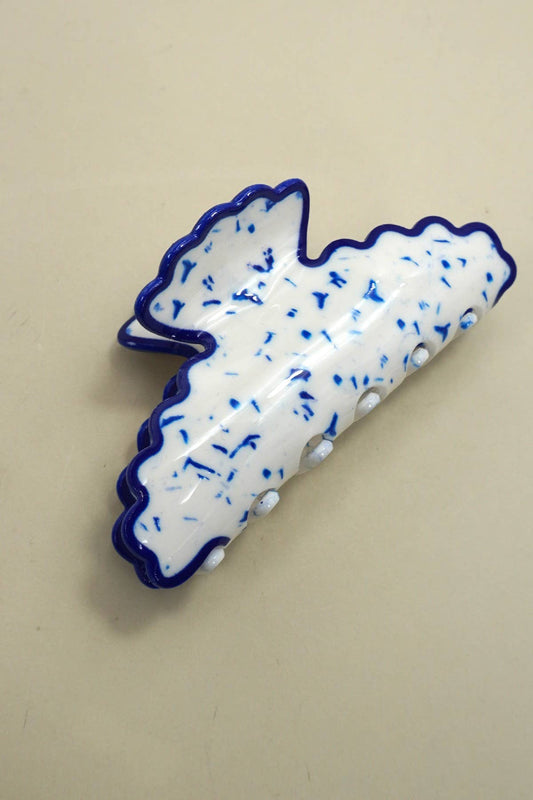 VINTAGE PORCELAIN STYLE HALF MOON HAIR CLAW CLIP