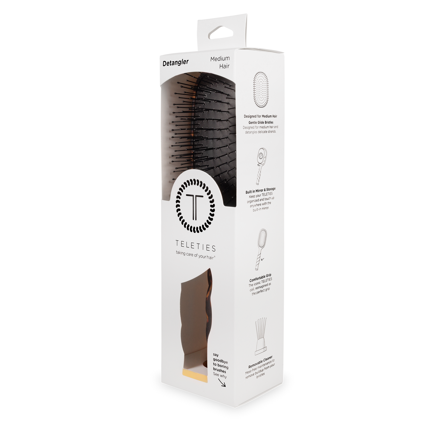 TELETIES® Detangler Hair Brush for Medium Hair – Tortoise