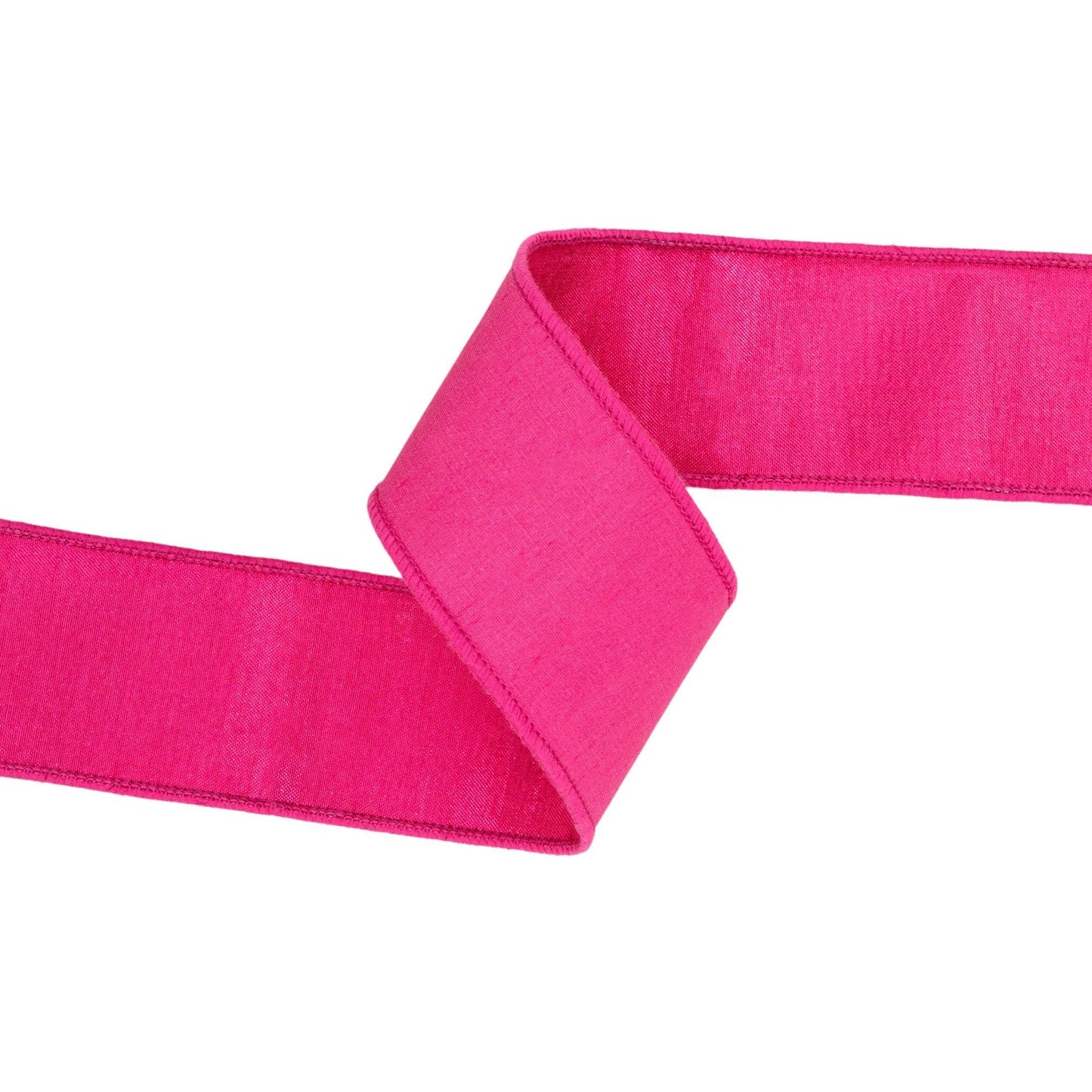 2 1/2" Wired Dupioni Ribbon | Hot Pink w/ Metallic Fused Backing | 10 Yard Roll