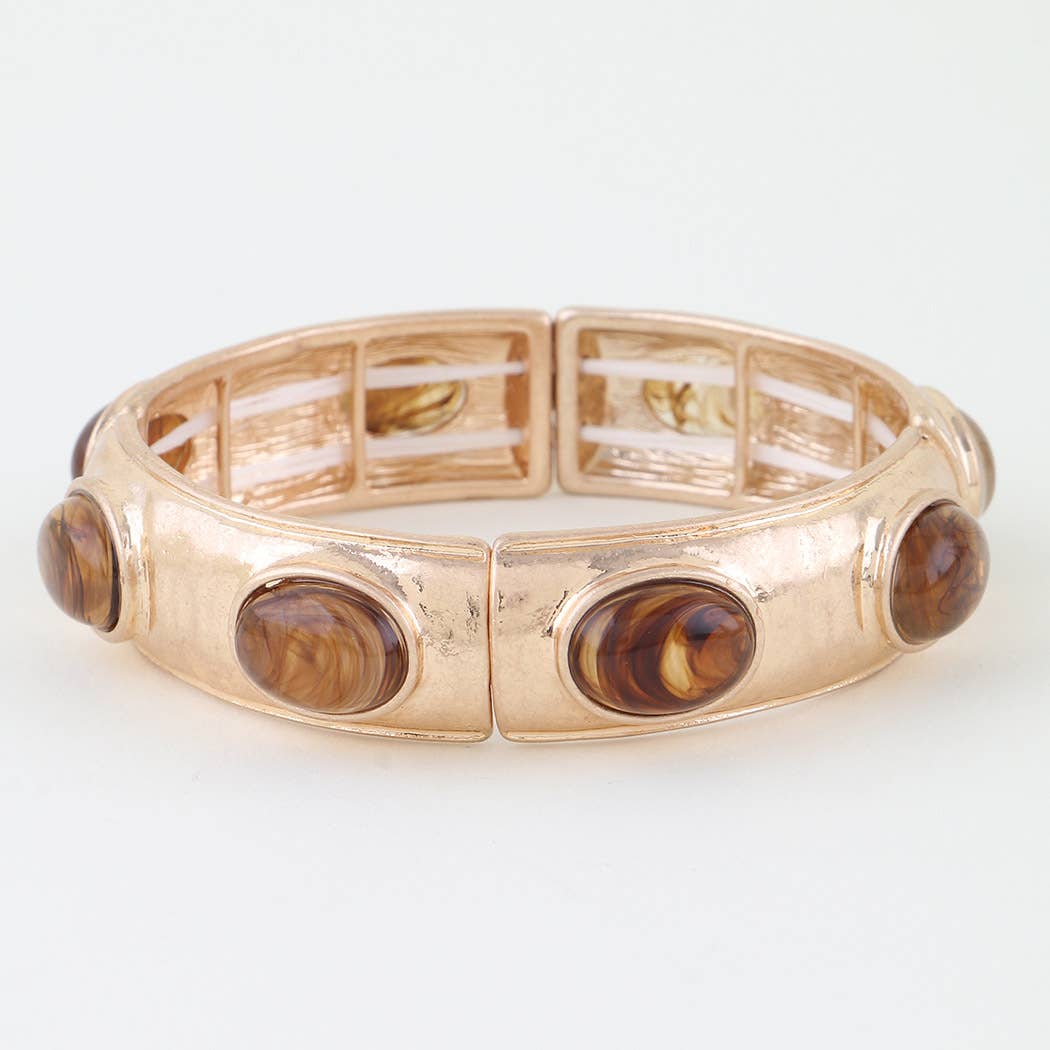 Oval Marble Stone Cuff Bracelet