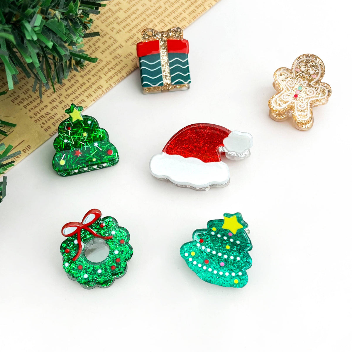 Christmas Mini Hair Claw Clips, Christmas Tree Hair Clip