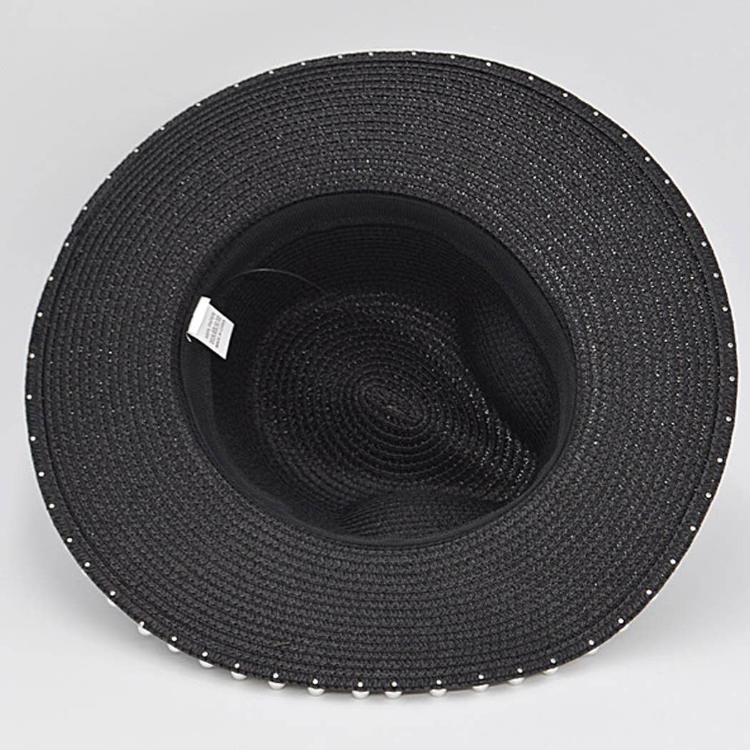 Beaded Straw Boater Hat